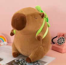 Load image into Gallery viewer, Brown Capybara With Turtle Backpack
